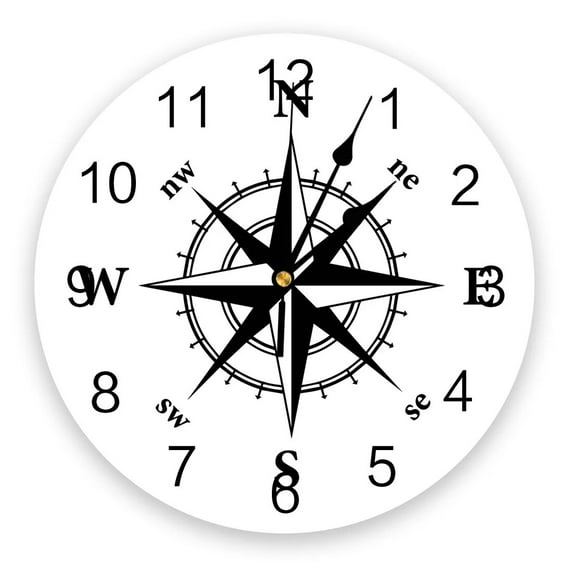 Compass Nautical Map Wall Clock Modern Design Living Room Decoration Kitchen Silent Clock Home Decor