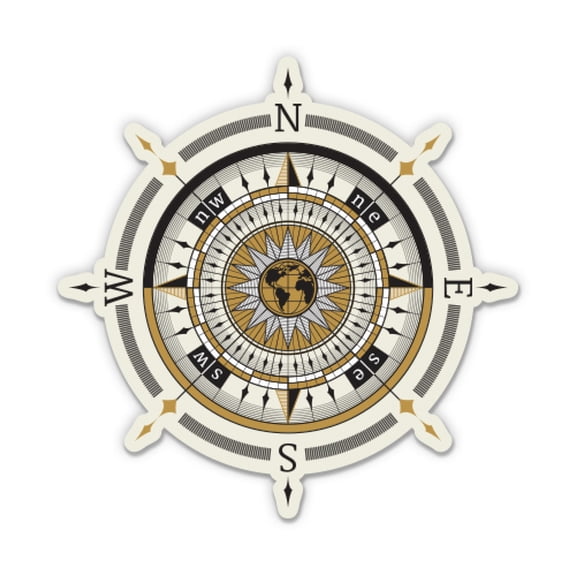 Compass Navigation Adventure Explore Nautical - 12" Vinyl Sticker Waterproof Decal