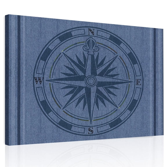 Compass Navigation Canvas Print Wall Art, Guide Letter Printing Wall Decor Modern Artwork Paintings Pictures for Living Room Framed and Stretched Ready to Hang, 24" x 32"