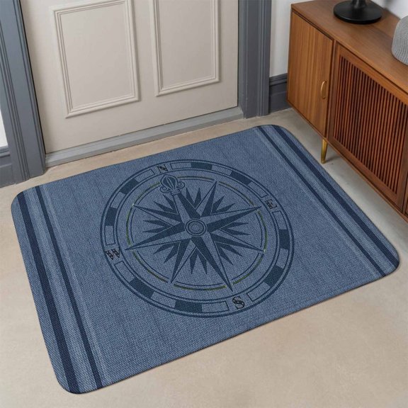 Compass Navigation Front Door Mat Indoor Entrance, Guide Letter Printing Absorbent Dirt Resist Welcome Mats Non-Slip Low-Profile Doormat Washable Entry Rug Indoor Outdoor 17x30 Inch