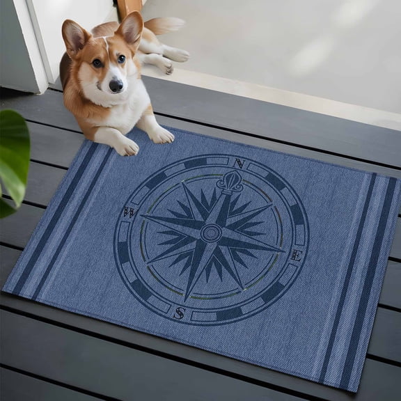 Compass Navigation Front Door Rugs 2x3 ft Guide Letter Printing Small Rug for Entryway Non Slip Washable Bathroom Door Mat Absorbent Floor Mat for Indoor Entrance