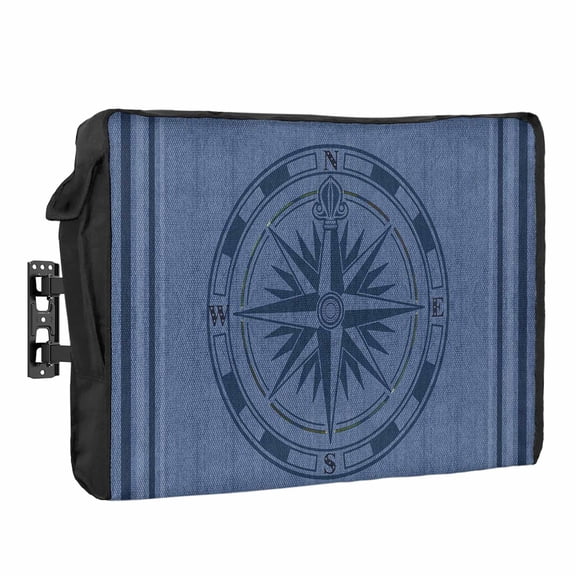 Compass Navigation Outdoor TV Cover 70 to 75 inch Weatherproof Waterproof, Guide Letter Printing TV Enclosures with Remote Control Pocket Flat Screen Protector for Outside
