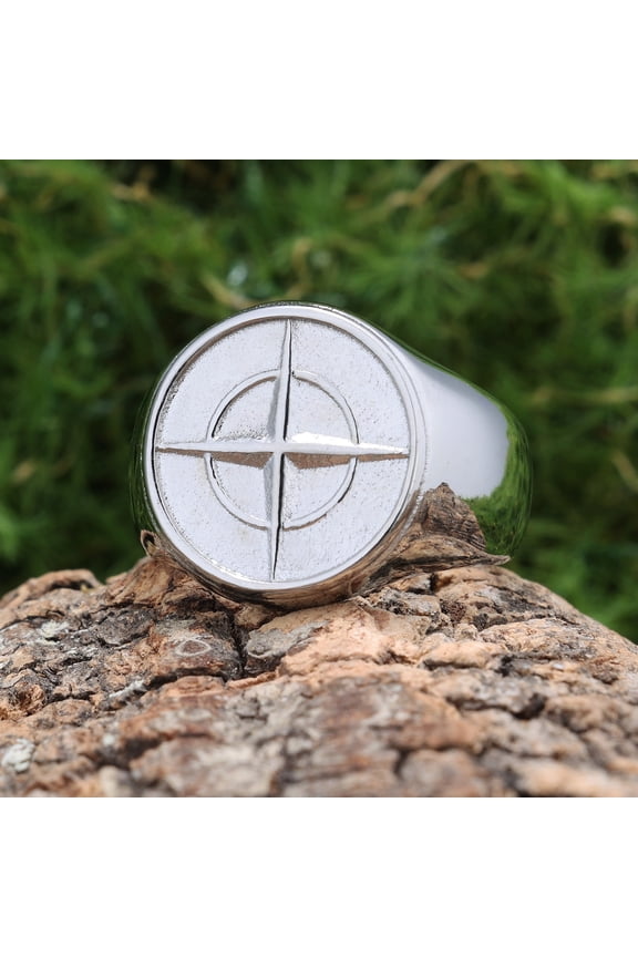 Compass Navigation Ship Anchor Rings 14K White Gold Men Women Personalized Ring Fashion Jewelry