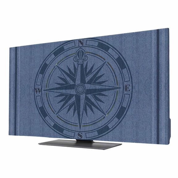 Compass Navigation TV Dust Cover 24 Inch, Guide Letter Printing Computer Monitor Cover Dustproof Stretchable Indoor TV Screen Protector for LED LCD Universal Monitors