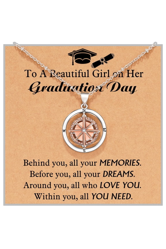 Compass Neckalce for Women Graduation Sobriety Inspirational Gifts for Daughter Granddaughter Best Friends Students