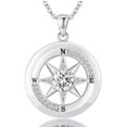 thumbnail image 1 of Compass Necklace, Compass Jewelry Women Wedding Anniversary, Girlfriend Birthday Gifts for Her, I'd be Lost without You Necklace, 1 of 2