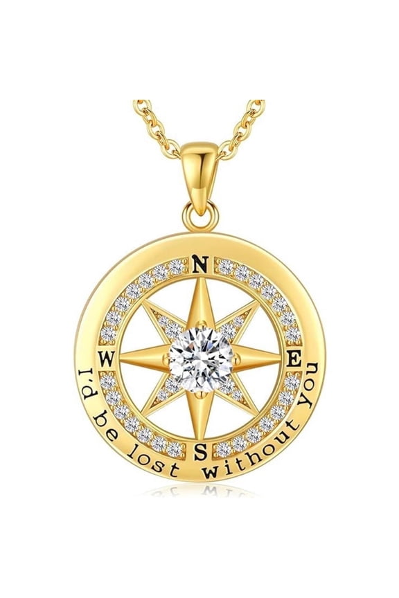 Compass Necklace, Compass Jewelry Women Wedding Anniversary, I'd Be Lost without You Necklace