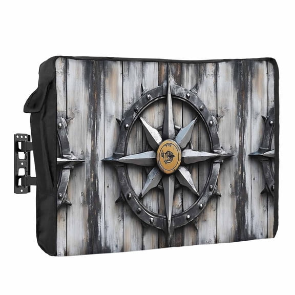 Compass Outdoor TV Cover 40 to 43 inch Weatherproof Waterproof, Nautical TV Enclosures with Remote Control Pocket Flat Screen Protector for Outside