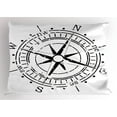 thumbnail image 1 of Compass Pillow Sham Black and White Windrose with Simplistic Design Direction Navigation Primitive, Decorative Standard King Size Printed Pillowcase, 36 X 20 Inches, Black White, by Ambesonne, 1 of 2