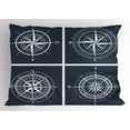 thumbnail image 1 of Compass Pillow Sham Set of White Compasses with Navy Blue Background Navigation Sailing Themed Art, Decorative Standard King Size Printed Pillowcase, 36 X 20 Inches, Navy Blue White, by Ambesonne, 1 of 2