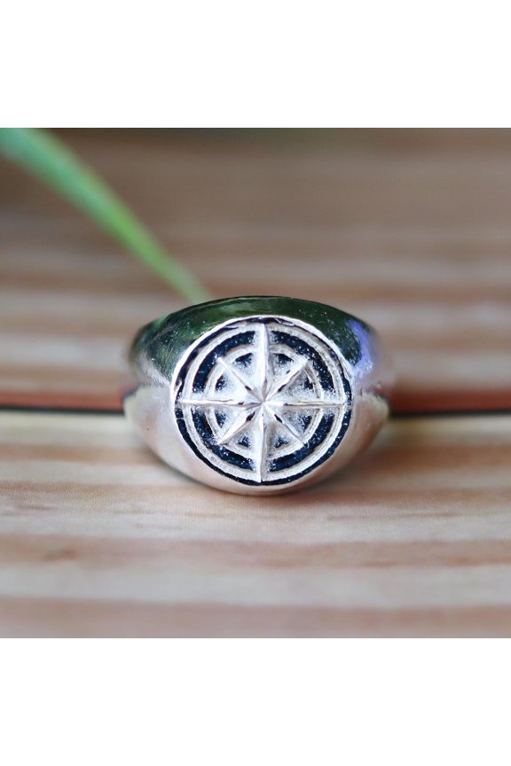 Compass Ring, 925 Silver Ring, Men's Signet Ring, Nautical Jewelry, Traveler Gift, Biker Ring, Adventure Ring, Statement Ring, Boho Jewelry
