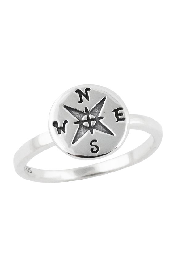Compass Ring - 925 Sterling Silver, Sizes 6-10, Nautical Directional (8)
