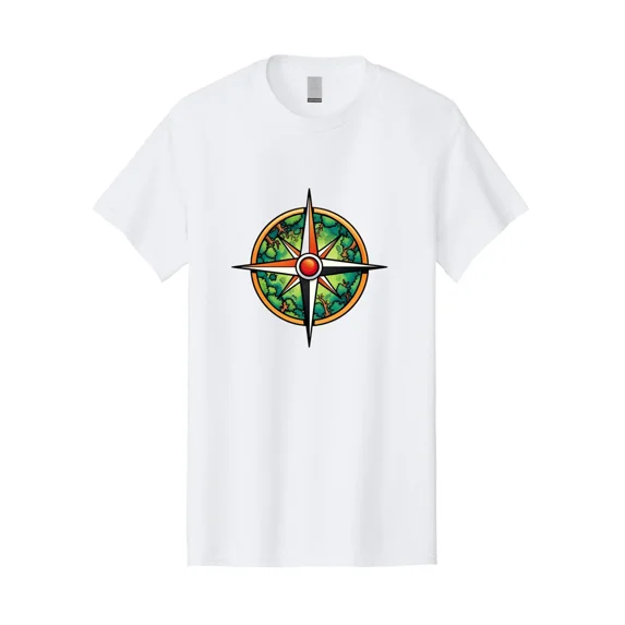 Compass-Rose-1 Mens Graphic Tee, 100% Cotton, Casual Summer Wear