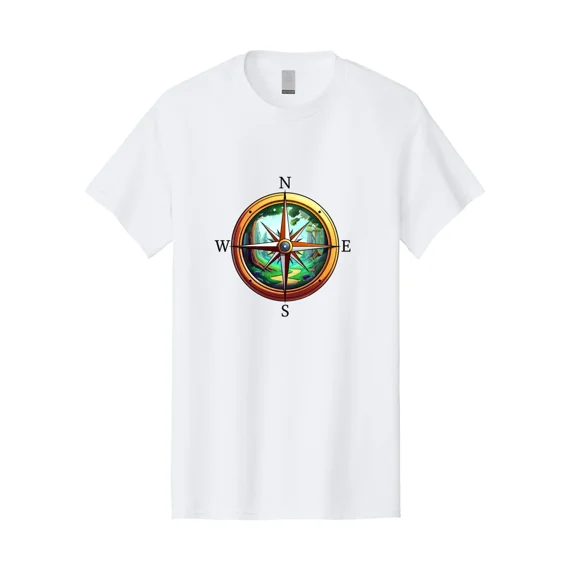 Compass-Rose-5 Mens Graphic Tee, 100% Cotton, Casual Summer Wear