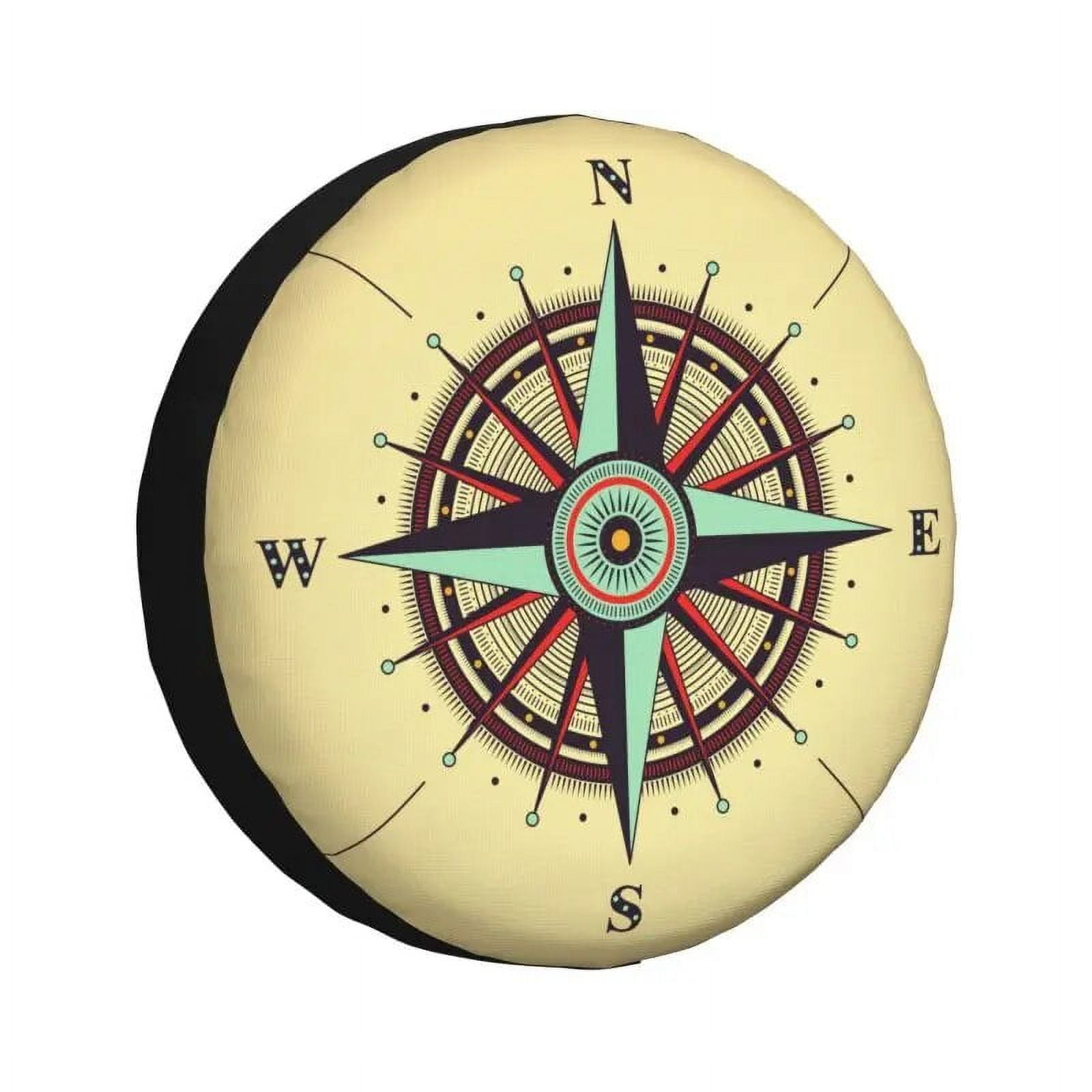 Compass Rose And World Map Spare Tire Cover for RAV4 Jeep RV SUV 4WD