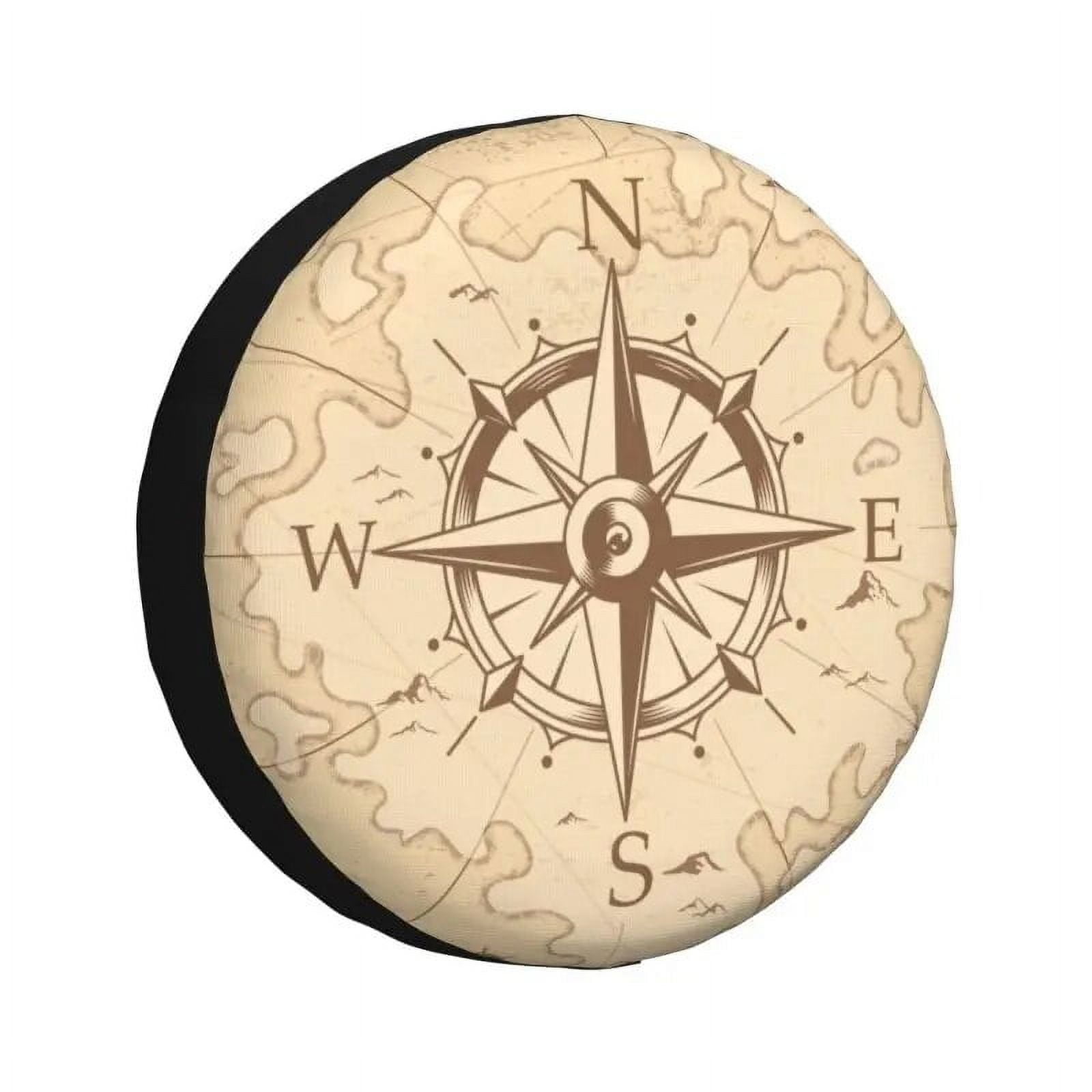 Compass Rose And World Map Spare Tire Cover for RAV4 Jeep RV SUV 4WD
