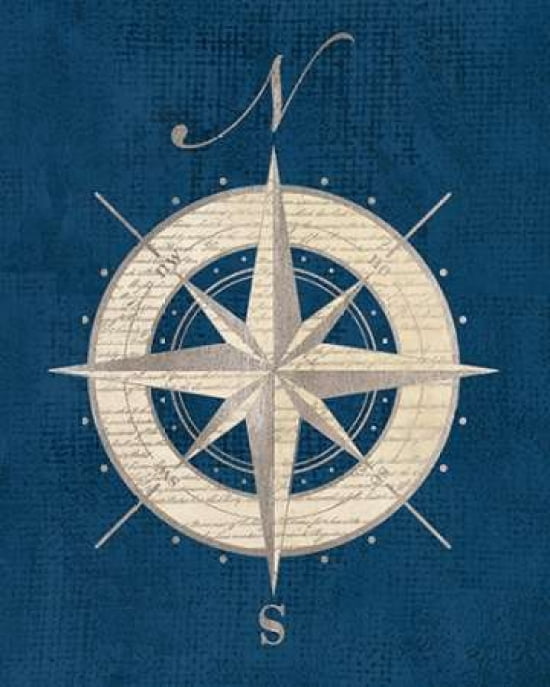Compass Rose Coastal Blue Canvas Art - Sam Appleman (20 x 24)