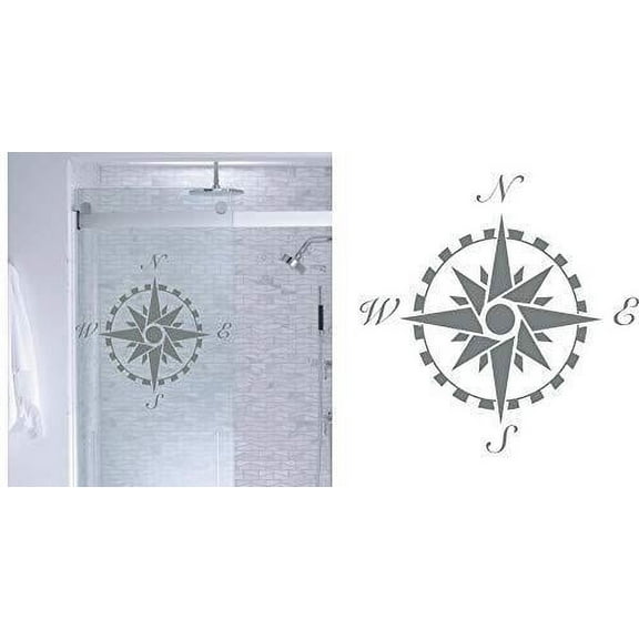 Compass Rose- DIY Etched Glass Vinyl- Window Film Privacy-