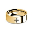 thumbnail image 1 of Compass Rose Icon Laser Engraved Yellow Gold Polished Tungsten Ring, 8mm, Size 5, 1 of 2