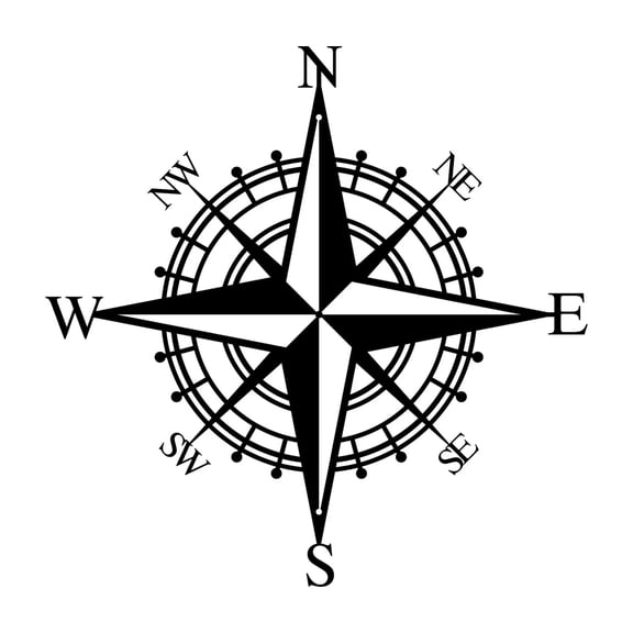 Compass Rose Metal Wall Art, Black Nautical Compass Decor for Home & Coastal Spaces