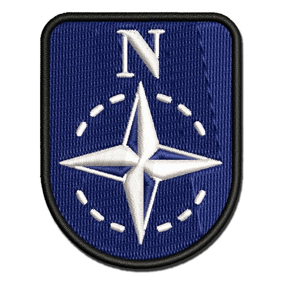 Compass Rose Nautical Star Navigation Map Applique Multi-Color Embroidered Hook & Loop Patch - 2.0 Inch Mini