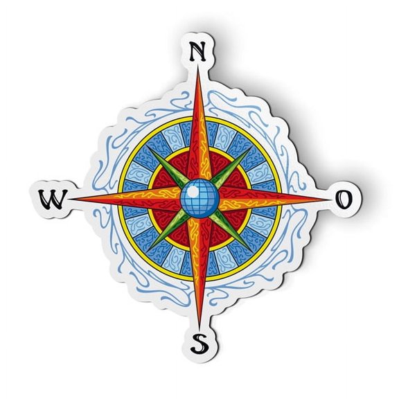 Compass Rose Travel Directions Explore - 5.5" Magnet for Car Locker Refrigerator