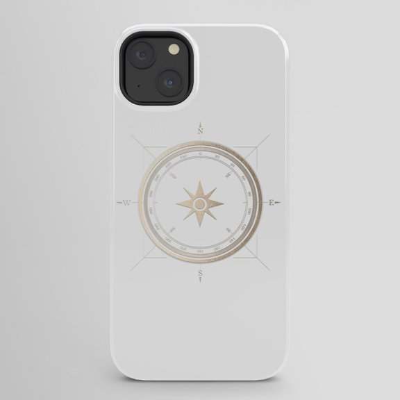 Compass Rose White and Beige Tough Case for Apple iPhone, Polycarbonate Shell with TPU Liner