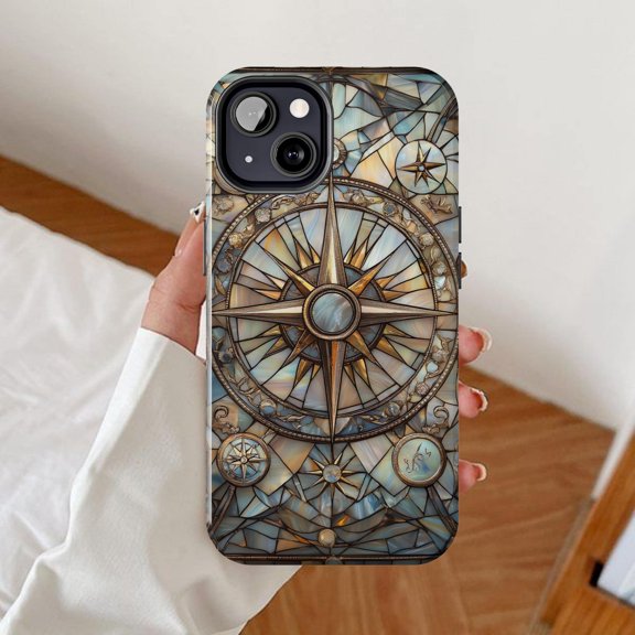 Compass Rose and Celestial Map Tough Case for Apple iPhone, Dual-Layer Polycarbonate and TPU