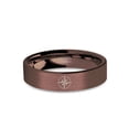 thumbnail image 1 of Compass Rose of the Winds Engraved Brushed Brown Tungsten Ring, 6mm, Size 4, 1 of 2
