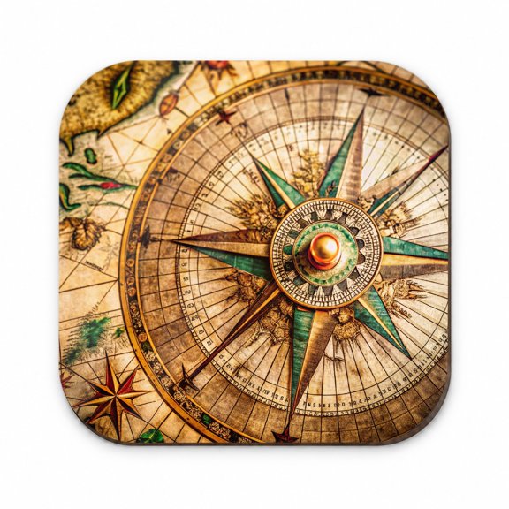 Compass Rose on an Ancient Nautical Maritime Map Fridge Refrigerator Magnet
