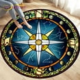 Compass Round Area Rug Retro British Navy New World Discovery Rug