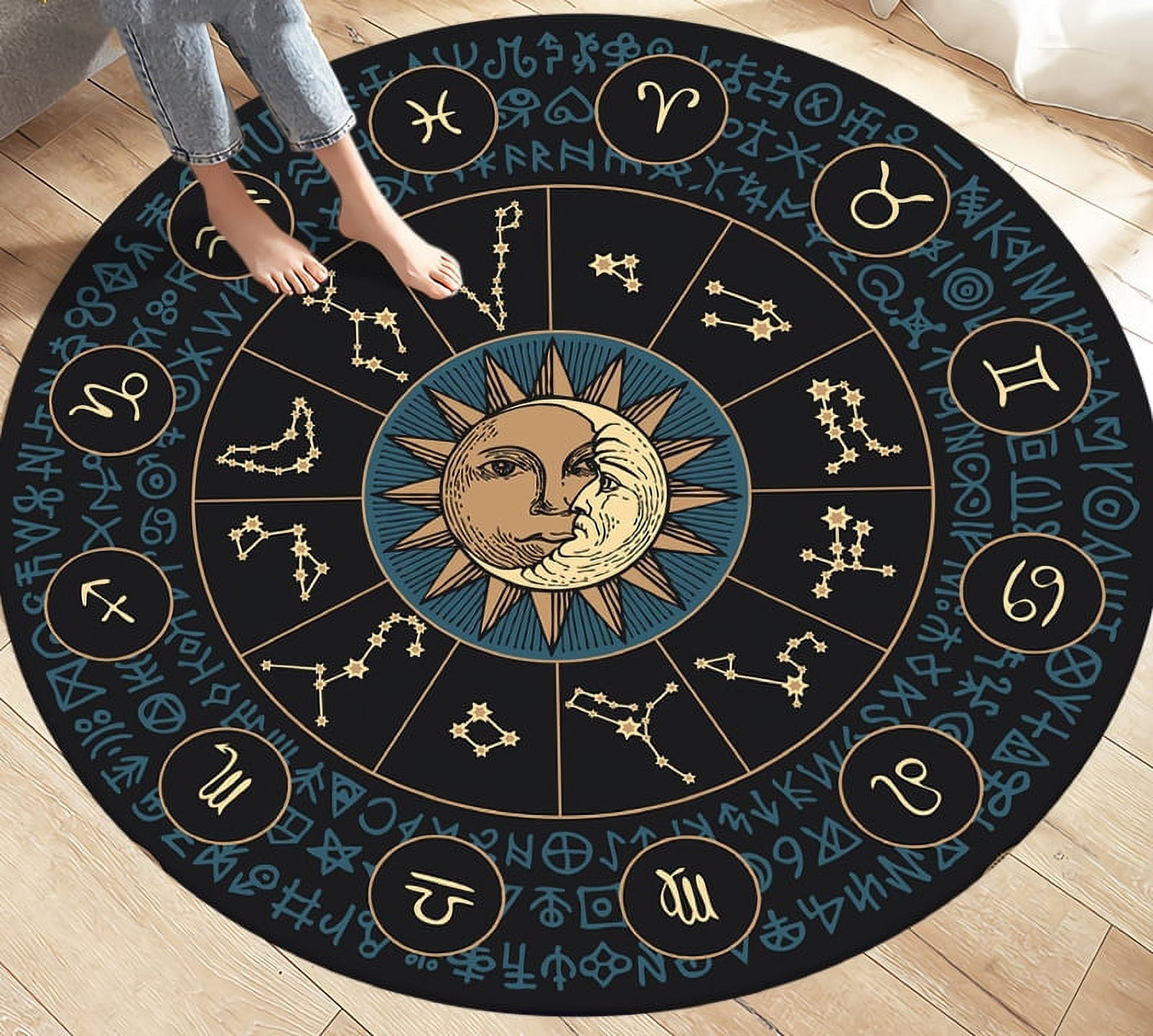 Compass Round Carpet Area Rug Retro British Navy New World Discovery ...
