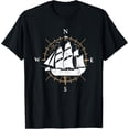 thumbnail image 1 of Compass Sailing Ship Boat Sailor Nautic T-Shirt men and women can wear, black, white, gifts, 1 of 4