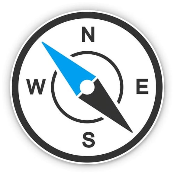 Compass Simple Explore Adventure Woods Hike - 12" Vinyl Sticker Waterproof Decal