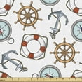 thumbnail image 1 of Ambesonne Compass Fabric by the Yard Upholstery, Helm Anchor, 3 Yards, Multicolor, 1 of 4