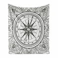thumbnail image 1 of Compass Soft Flannel Fleece Blanket, Hand Drawn Windrose in Line Art Style Nautical Illustration Coloring Book Design, Cozy Plush for Indoor and Outdoor Use, 50" x 70", Black White, by Ambesonne, 1 of 6