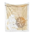 thumbnail image 1 of Compass Soft Flannel Fleece Blanket, Nautical Themed Compass Marine Life Inspired Windrose Ship Rope Background, Cozy Plush for Indoor and Outdoor Use, 60" x 80", Sand Brown Marigold, by Ambesonne, 1 of 5