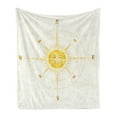 thumbnail image 1 of Compass Soft Flannel Fleece Blanket, Vintage Boating Windrose with the Face of the Sun in the Middle North South East West, Cozy Plush for Indoor and Outdoor Use, 60" x 80", Yellow, by Ambesonne, 1 of 6