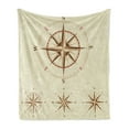 thumbnail image 1 of Compass Soft Flannel Fleece Throw Blanket, 4 Different Compasses in Retro Colors Discovery Equipment Where Nautical Marine, Cozy Plush for Indoor and Outdoor Use, 50" x 70", Beige Tan, by Ambesonne, 1 of 5