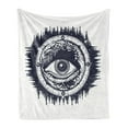 thumbnail image 1 of Compass Soft Flannel Fleece Throw Blanket, All Seeing Eye Compass with Directions Occultism Art Illustration, Cozy Plush for Indoor and Outdoor Use, 60" x 80", Dark Blue and White, by Ambesonne, 1 of 6