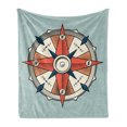 thumbnail image 1 of Compass Soft Flannel Fleece Throw Blanket, Compass Illustration Arrows Cartography Journey Path Always North, Cozy Plush for Indoor and Outdoor Use, 60" x 80", Pale Orange Turquoise, by Ambesonne, 1 of 5