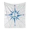 thumbnail image 1 of Compass Soft Flannel Fleece Throw Blanket, Royal Blue Windrose with an Anchor in the Middle Discovery the Sea Sailing, Cozy Plush for Indoor and Outdoor Use, 60" x 80", Royal Blue, by Ambesonne, 1 of 6