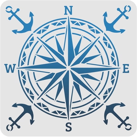 Compass Stencil Template 11.8x11.8inch Plastic Drawing Painting Pattern - Reusable DIY