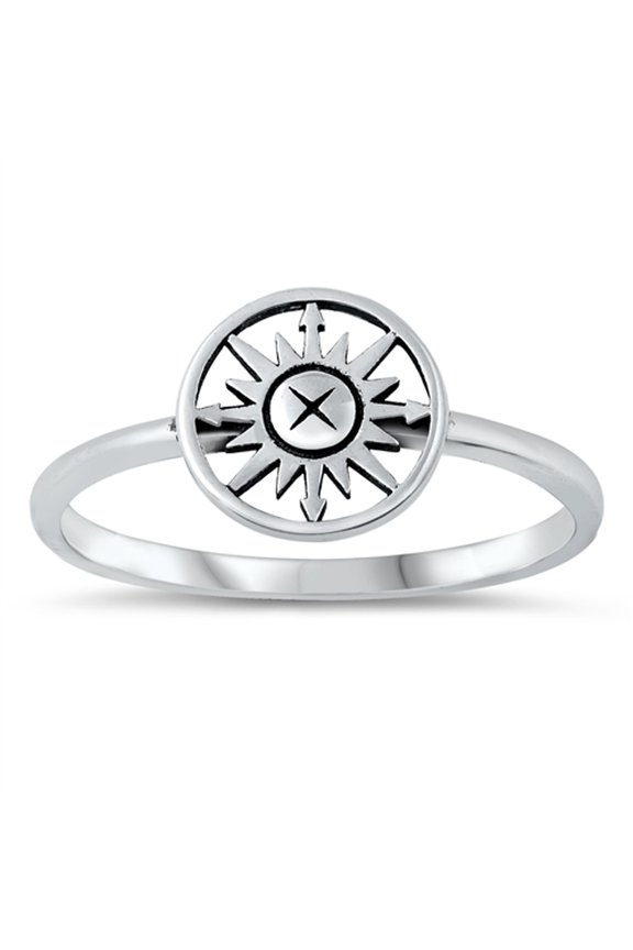 Compass Sun Gipsy Wholesale Ring .925 Solid Sterling Silver Band Jewelry Female Male Unisex Size 4