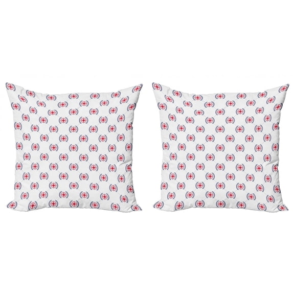 Ambesonne Compass Throw Pillow Cover 2 Pack, Diamond Windrose Leaf, 20", Dark Blue Dark Coral