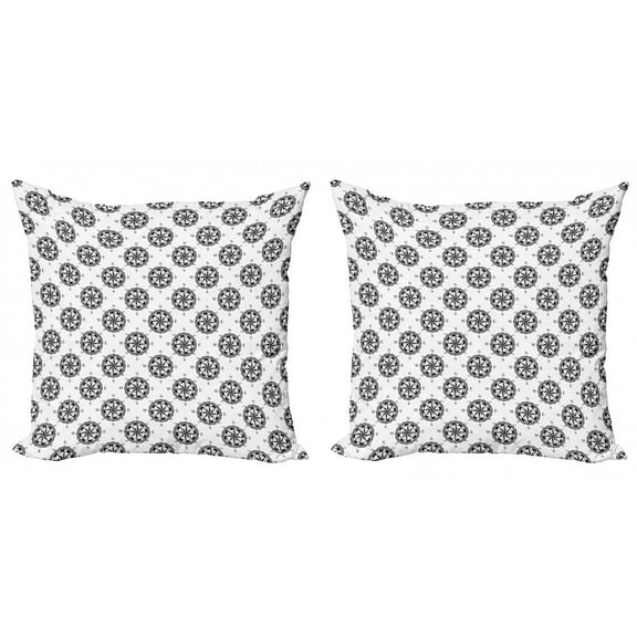 Ambesonne Compass Throw Pillow Cover 2 Pack, Vintage Exploration, 24", Black White