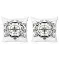 thumbnail image 1 of Ambesonne Compass Throw Pillow Cover 2 Pack, Navigation Device Sail, 16", Black White, 1 of 2