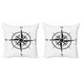 thumbnail image 1 of Ambesonne Compass Throw Pillow Cover 2 Pack, Navigation Tech Travel, 20", Black White, 1 of 2