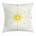 thumbnail image 1 of Compass Throw Pillow Cushion Cover, Vintage Boating Windrose with the Face of the Sun in the Middle North South East West, Decorative Square Accent Pillow Case, 18 X 18 Inches, Yellow, by Ambesonne, 1 of 2