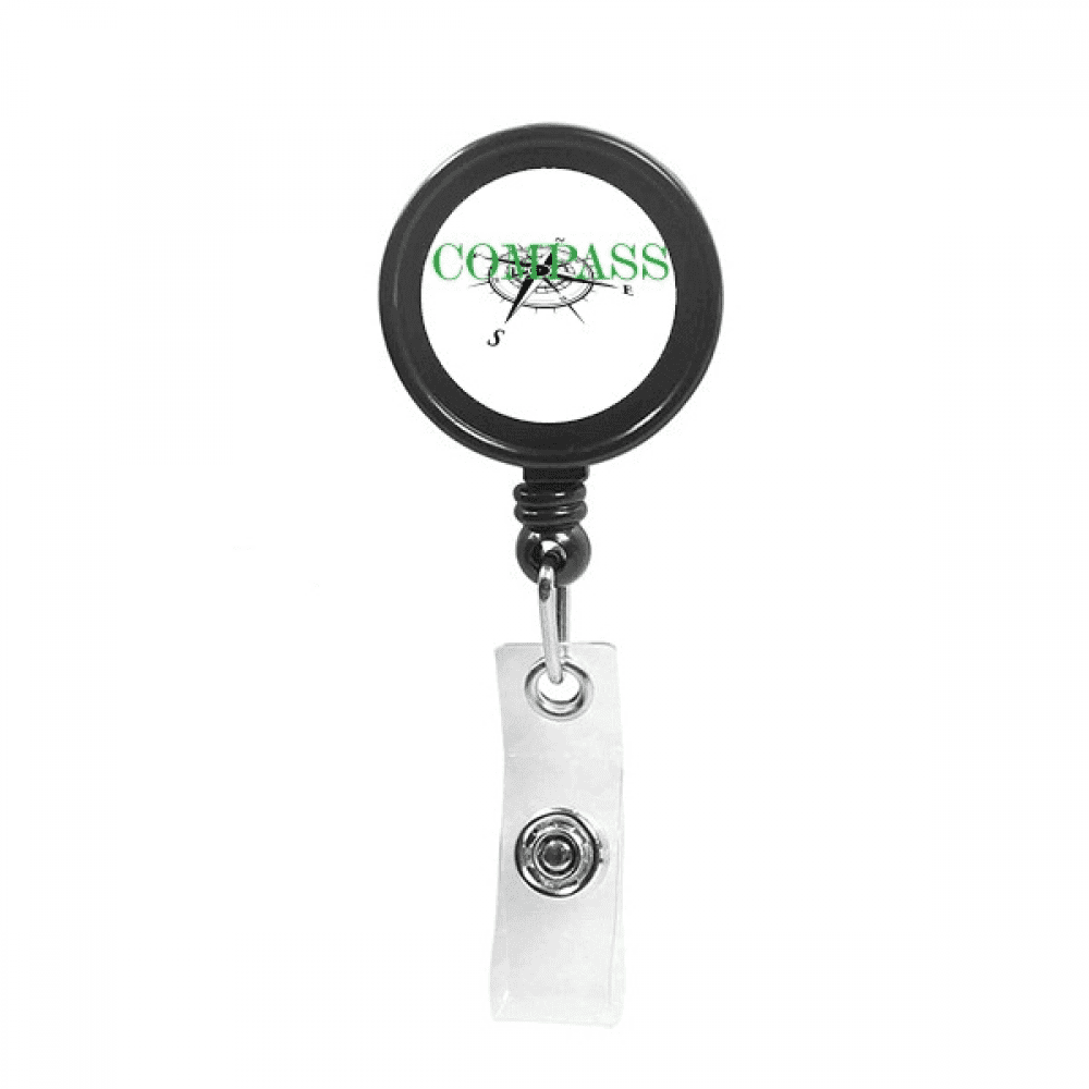 Compass Tool Navigation Direction Retractable Keychain Badge Holder ID Badge